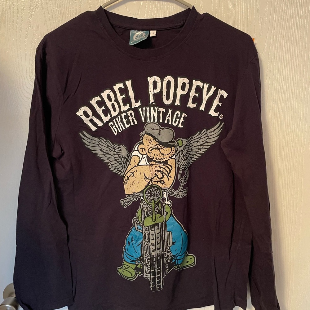 Biker Vintage Long Sleeve Shirt - Black